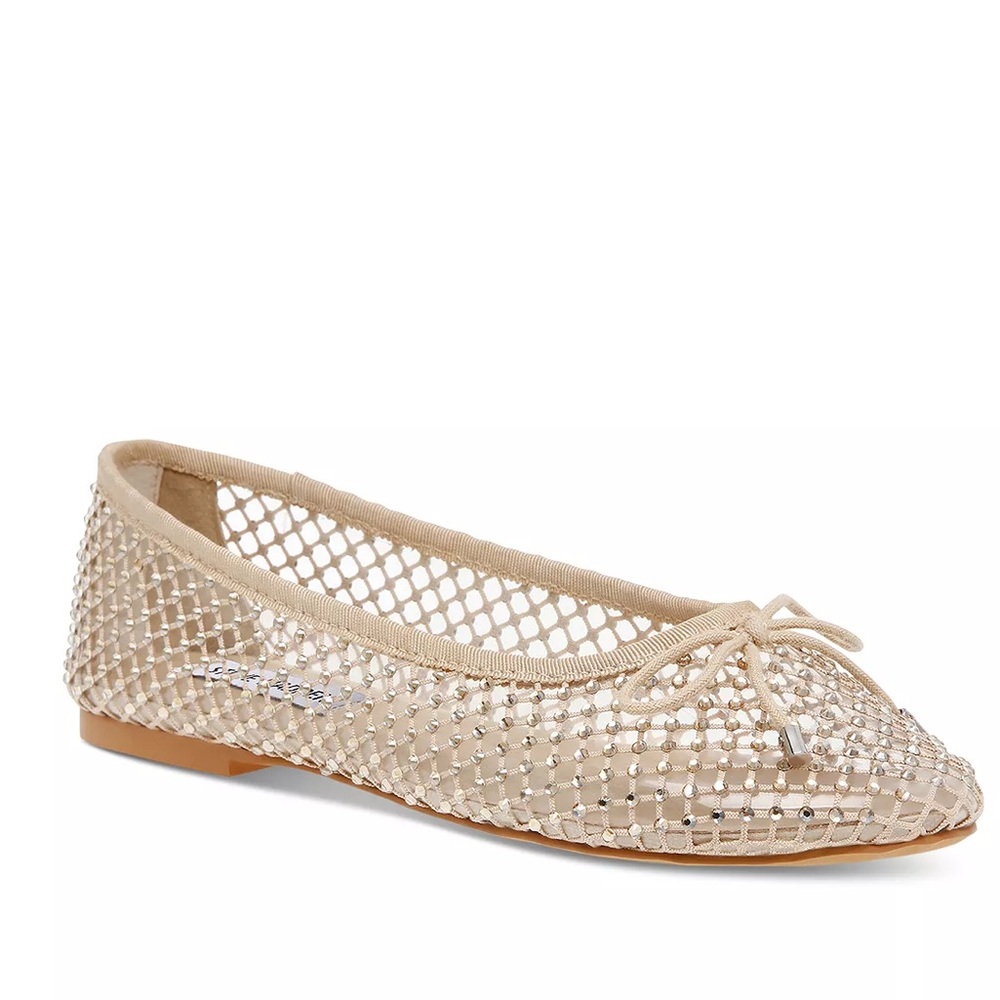 Steve Madden Beige Crystal Mesh Ballet Flat